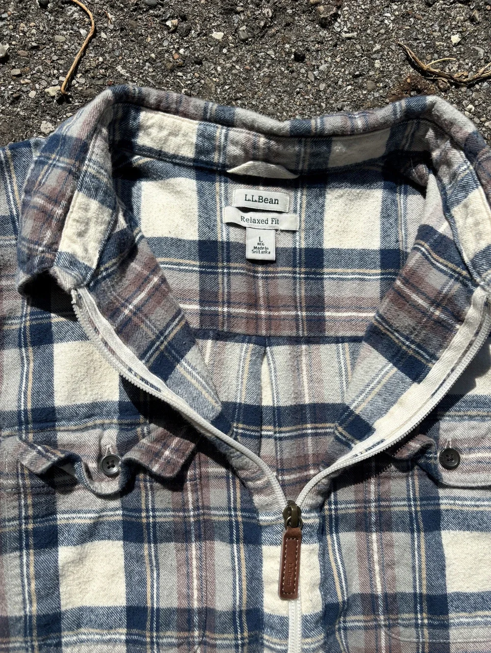 90s L.L.Bean plaid quarter-zip flannel pullover